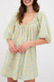 Charming Floral Print Frilled Half Sleeve U Neck A-Line Dress